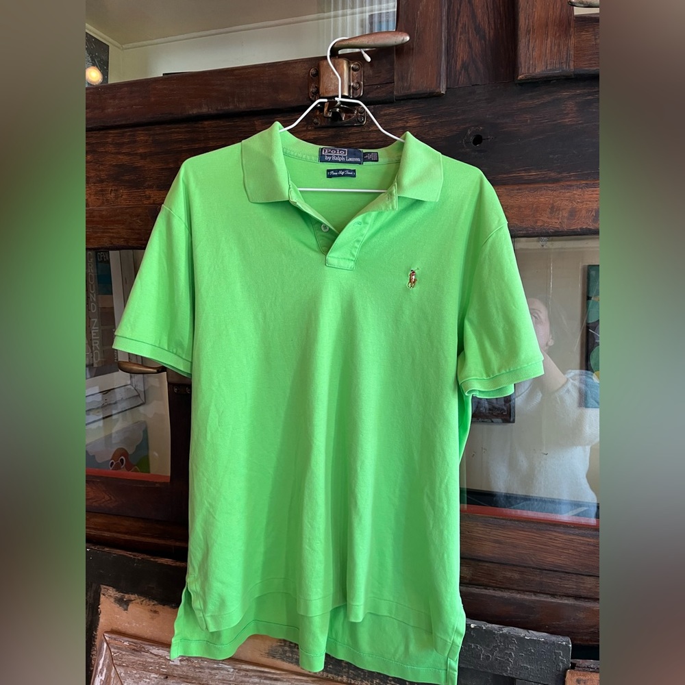 Ladies, Ralph Lauren Polo Shirt. Lime green, soft touch material.